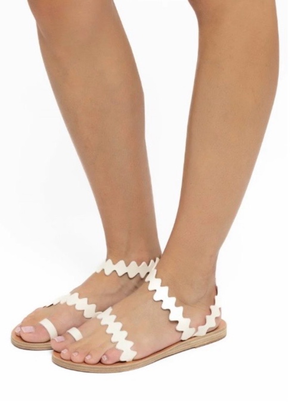 Ancient Greek Sandals x Le Sirenuse, Eleftheria Onda Sandals, Size 38, Off-white